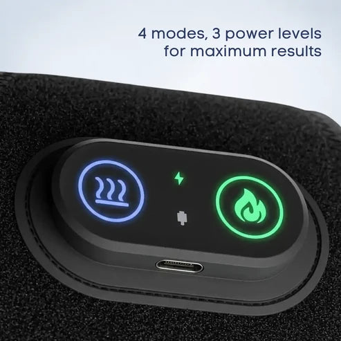 Close view of the CiraWrap heat and massage controls and charging port